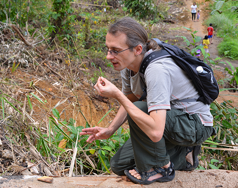 Beetle expert Darren Mann hunting for dung beetles