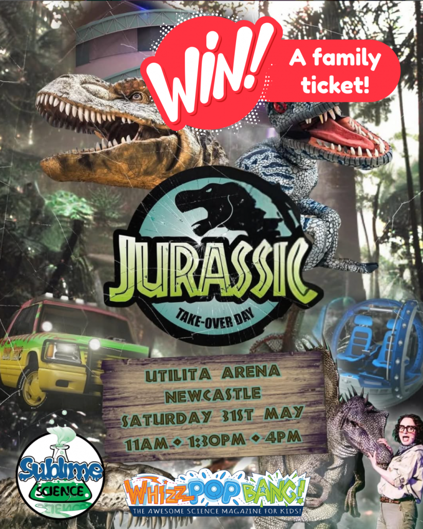 Poster image advertising Jurassic Takeover Day, an immersive family dinosaur experience in Newcastle, May half term 2025