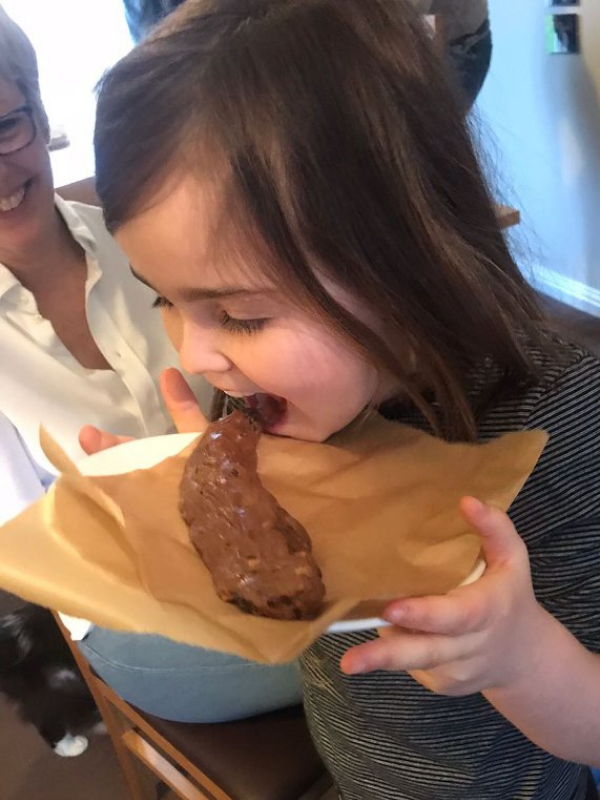 Child eats realistic edible poo