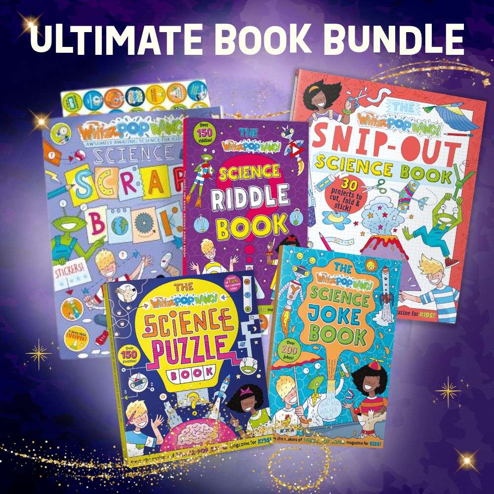 Ultimate Book Bundle – five Whizz Pop Bang science books for kids with puzzles, jokes, riddles and projects