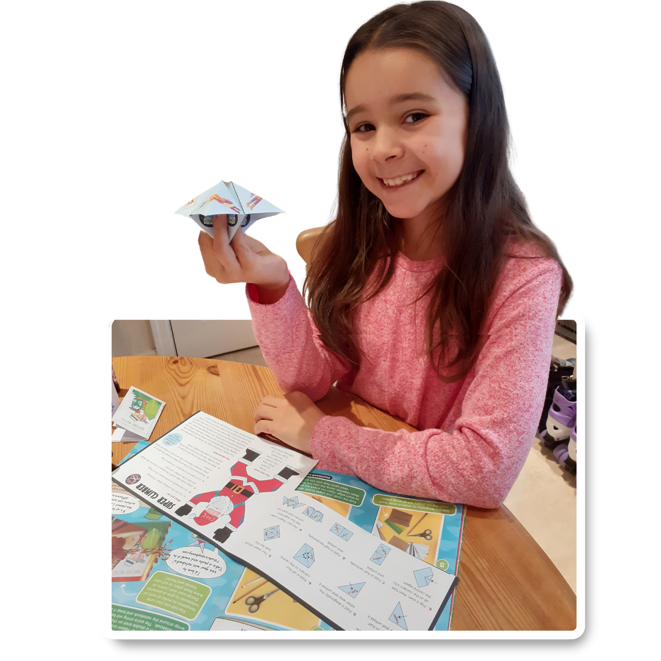 Smiling child with papercraft