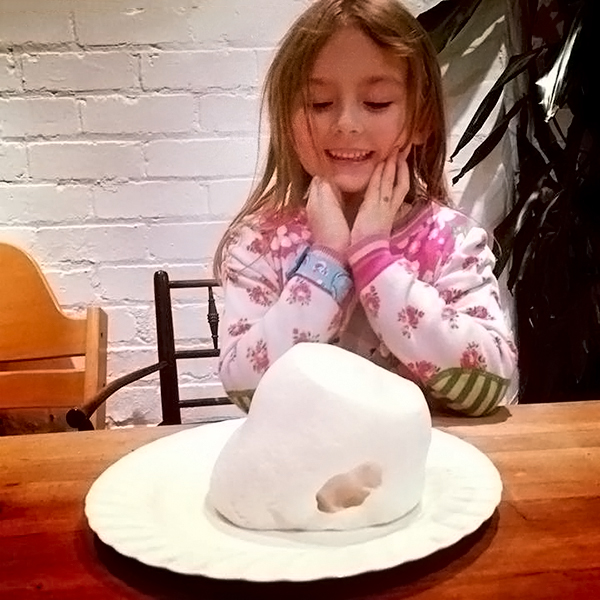 girl with super-sized marshmallow 